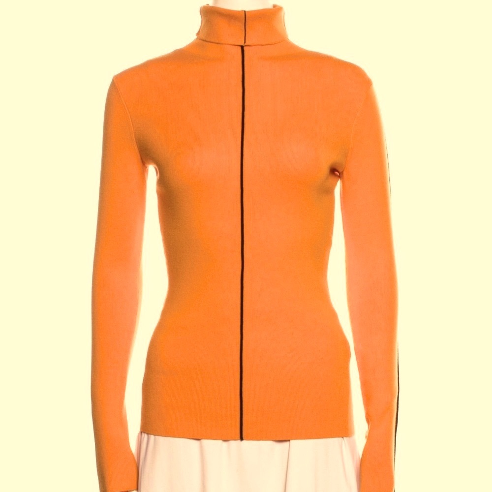 VICTORIA BECKHAM RIBBED TURTLENECK SWEATER ORANGE SZ S